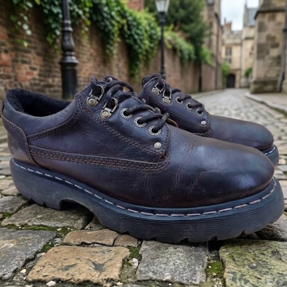 Dr. Martens 8A43 Brown Leather Oxford Shoes Mens 11 Chunky Platform Lug Sole